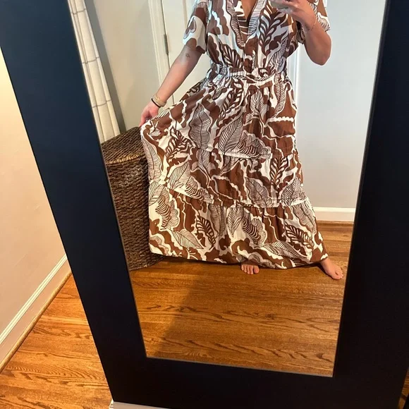 Anthropologie Brown and White Patterned Somerset Dress - Picture 3 of 8